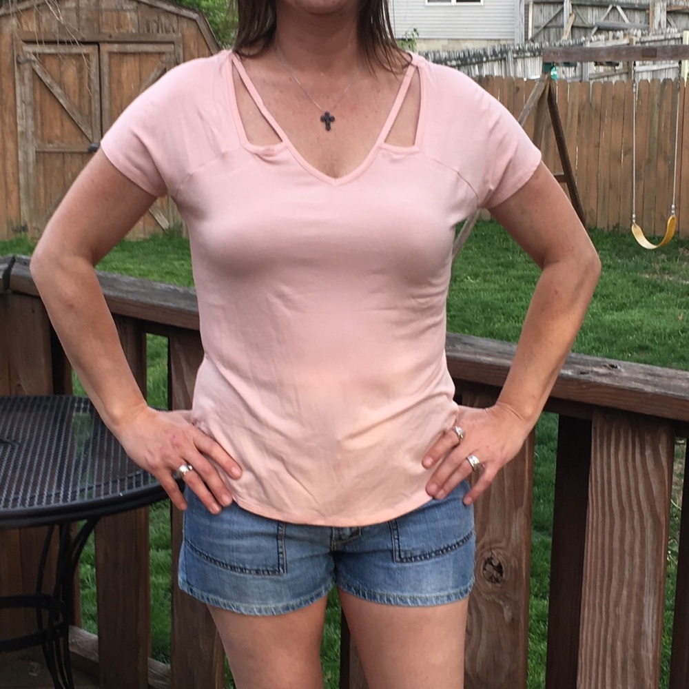 - Pretty Blush Cutout Top! NEW!